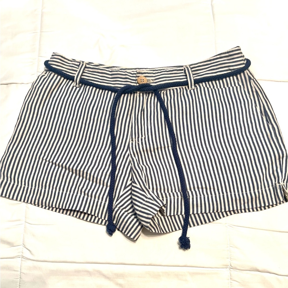 Cynthia Rowley Navy and White Striped High Waist Shorts